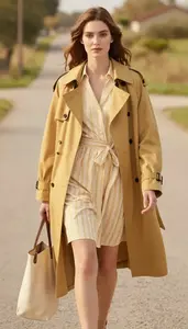 Glamorous Woman In Seersucker Casual Dress Stock Photo