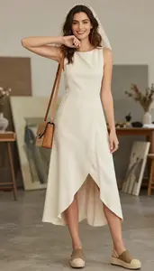 Graceful Woman In High Low Casual Dress Stock Photo