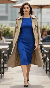 Lookbook Style Boat Neck Evening Dress Woman In Early 30s Polished Woman