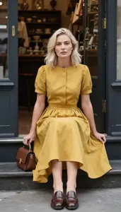 Lookbook Style Retro Shirtwaister Woman In Mid 30s Stunning Woman