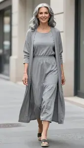 Lookbook Style Tunic Dress Woman In 40s Fashionable Woman