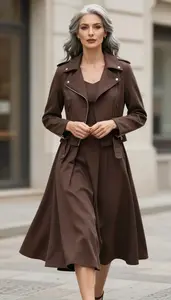 Luxury Fashion Chocolate Brown Retro Tea Length Dress