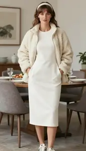 Minimalist Aesthetic White Loose Fitting Dress Fashion
