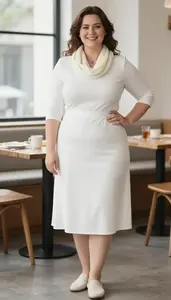 Modern Woman In Early 30s Woman In Cowl Neck Midi