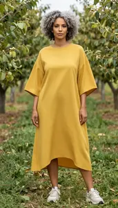 Mustard Yellow Loose Fitting Dress Fabulous Woman Fashion