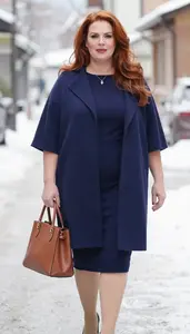 Navy Blue Wool Dress Well Dressed Woman Fashion