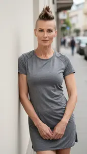 Neutral Base Outfit Breathable Sports Dress Fashion Stock Photo