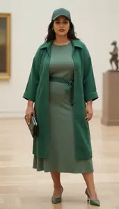 Neutral Tone Dress Stock Photo Emerald Green Fashion