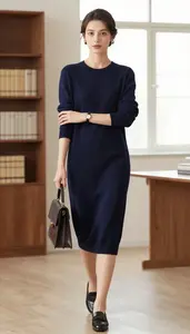 Polished Woman In Late 20s Woman In Cashmere Sweater Dress