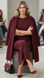 Premium Quality Burgundy Hand Rolled Hem Gown