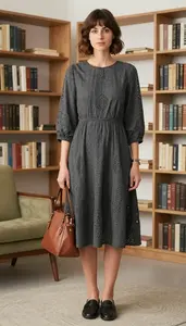 Radiant Central European Woman Woman In Three Quarter Sleeve Midi