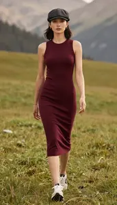 Relaxed Sophistication Burgundy Heavy Knit Dress Fashion