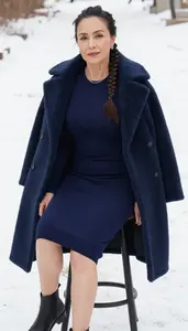 Smart Casual Trend Navy Blue Fair Isle Sweater Dress Fashion