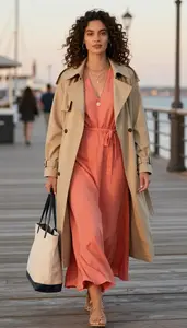 Stylish Woman In Solid Maxi Dress Stock Photo
