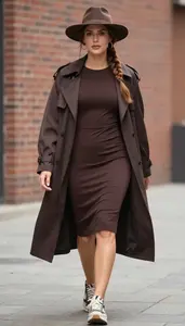 Tonal Styling Asymmetric Hem Casual Dress Fashion Stock Photo