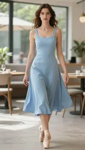 Trapeze Dress Stock Photo Light Blue Fashion