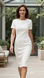 Trend Forward White Solid Midi Dress