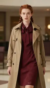 Undone Aesthetic Wine Red Tie Collar Formal Dress Fashion