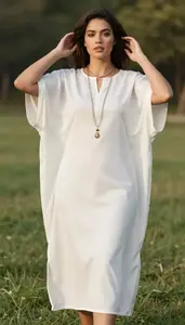 White Caftan Dress Glamorous Woman Fashion