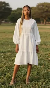 White Lightweight Summer Dress For Women Fashion Stock Photo