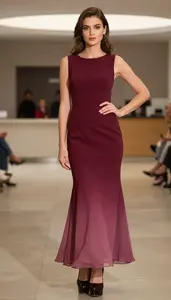 Wine Red Ombre Chiffon Gown Fabulous Woman Fashion