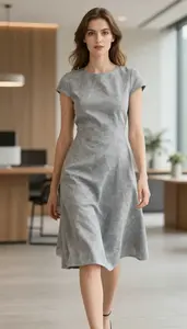 Woman In Late 30s Woman Minimalist Outfit Office Dress