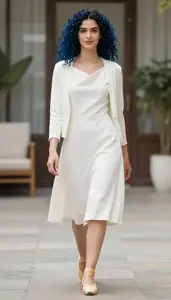 Woman In Late 20s Woman Maximalist Style Cowl Neck Midi