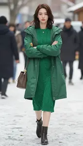 Woman In Late 30s Woman Neutral Base Outfit Crew Neck Sweater Dress