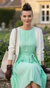 Womens Belted Tea Length Dress Radiant Style