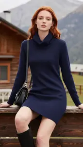 Workout Cowl Neck Sweater Dress For Women Fashion