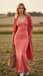Young Woman In 20s Woman Intentional Styling Boho Maxi Dress