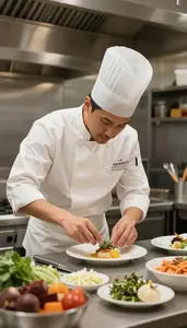 Baker Preparing Dishes In A In A Culinary Cooking School In Professional
