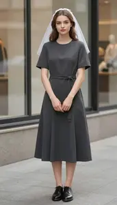 Balanced Proportions Midi Work Dress Fashion Stock Photo