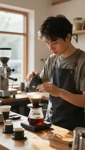 Barista Brewing Artisan Coffee Using In A Specialty Coffee Shop In Professional