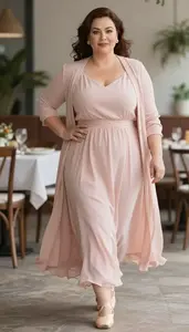 Beach Chiffon Casual Dress For Women Stock Photo