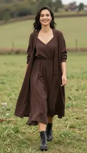 Beach Chiffon Maxi Dress For Women Stock Photo