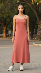 Beach Earth Tone Dress For Women Stock Photo