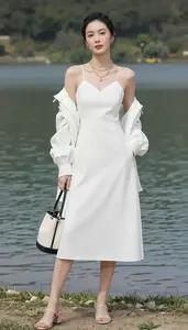 Beach Halter Sundress For Women Stock Photo
