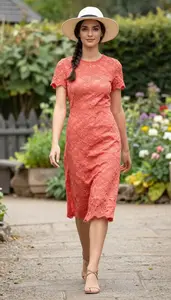 Beach Lace Tea Length Dress For Women Fashion