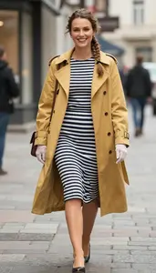 Beach Striped Dress For Women Stock Photo