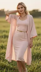 Blush Pink Cotton Summer Dress For Women Fashion Stock Photo