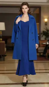 Bold Accent Styling Reversible Collar Evening Gown Fashion Stock Photo