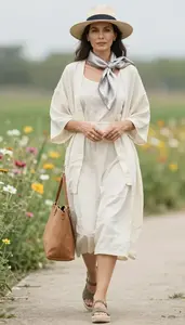 Bold Accent Styling Cotton Summer Dress Fashion Stock Photo