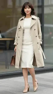 Central European Woman Woman Tonal Styling Three Quarter Sleeve Cocktail Dress