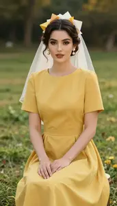 Chic Beautiful Woman Woman In Retro Tea Length Dress