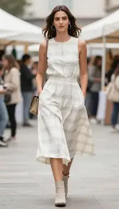 Classic Fit Plaid Dress Luxury Fashion Fashion