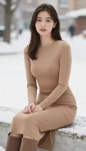 Classy Young Woman In 20s Woman In Solid Maxi Dress