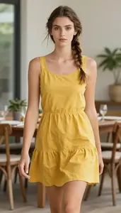 Classy Young Woman In 20s Woman In Cotton Dress