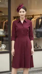 Confident Scandinavian Woman Woman In Pinstripe Shirt Dress