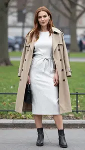 Confident Woman Woman Proportion Play Belted Tea Length Dress